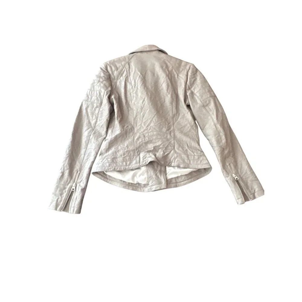 Free People We The Free I'll Be‎ Around Soft Lamb Leather Jacket Size M Gray